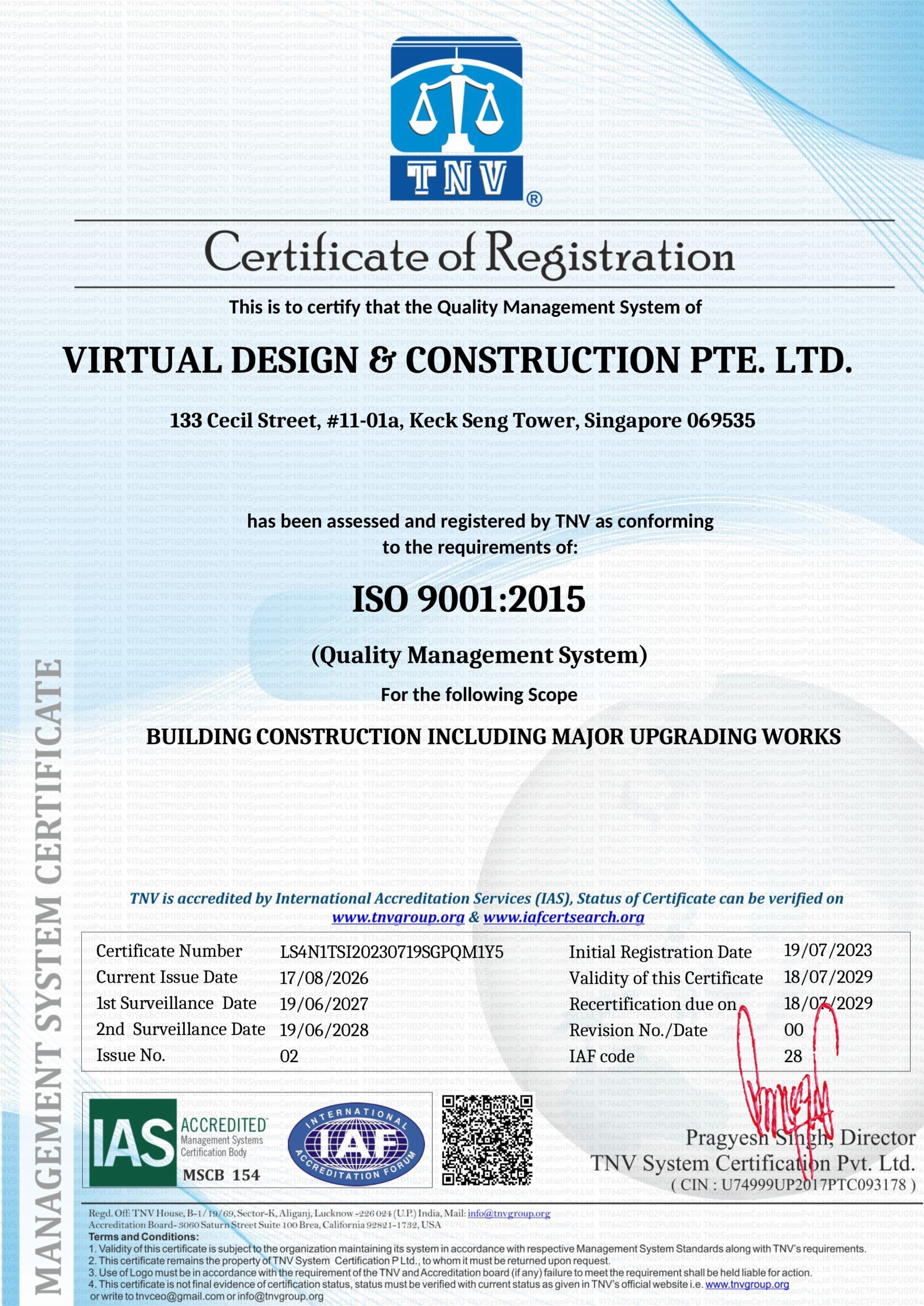 ISO 9001:2015 Certificate - TNV System Certification