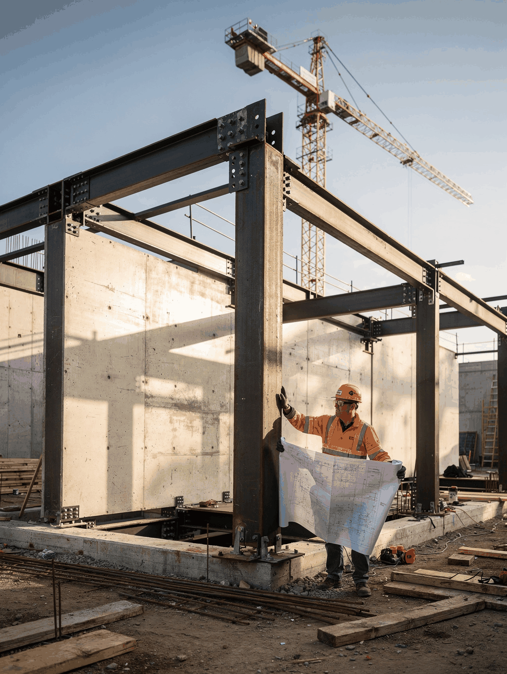 Modern industrial facility with structural steel framing and precision cladding in Singapore